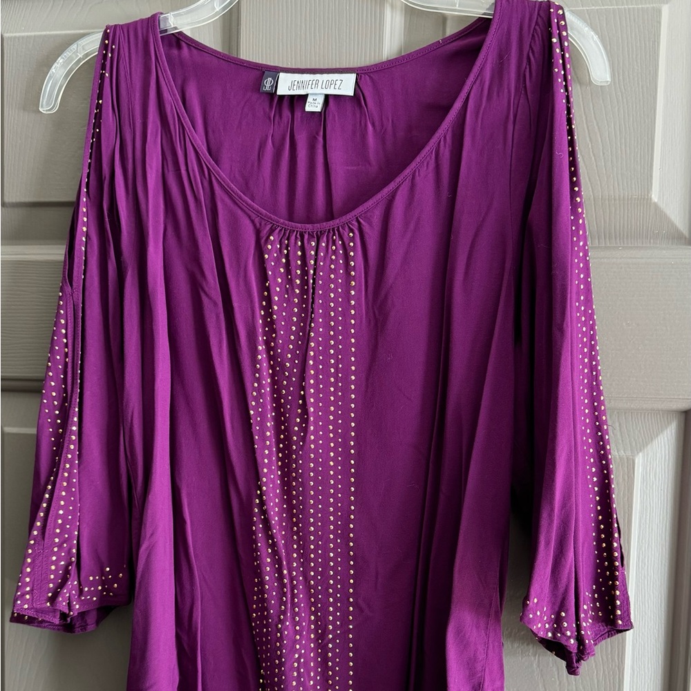 Magenta Studded Slit Sleeve Top